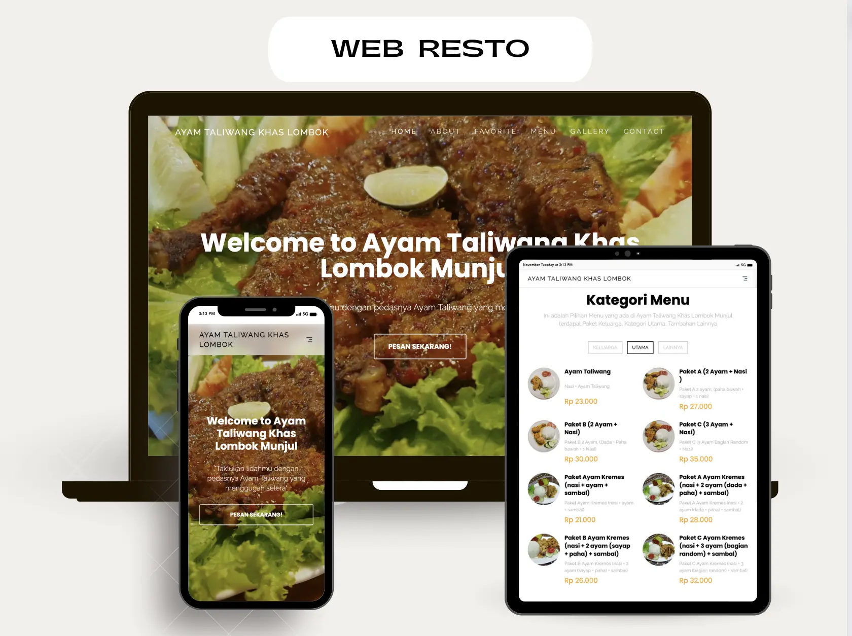 Website Resto Ayam-taliwang