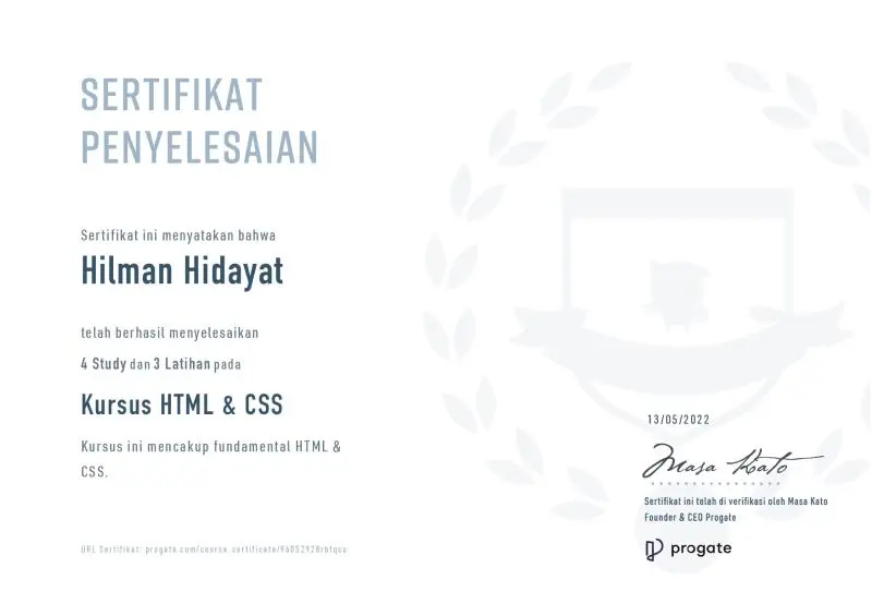 sertif course htlm & css