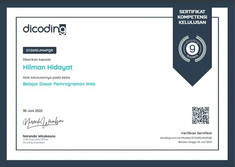 sertif dicoding dasar web